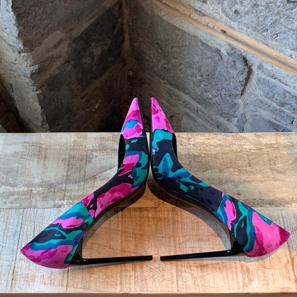 Saint Laurent Paris Fabric Flower Jacquard Pumps - Picture 9 of 11